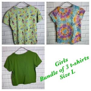 Girls colorful Short Sleeve Tees/bundle of 3 size L -S